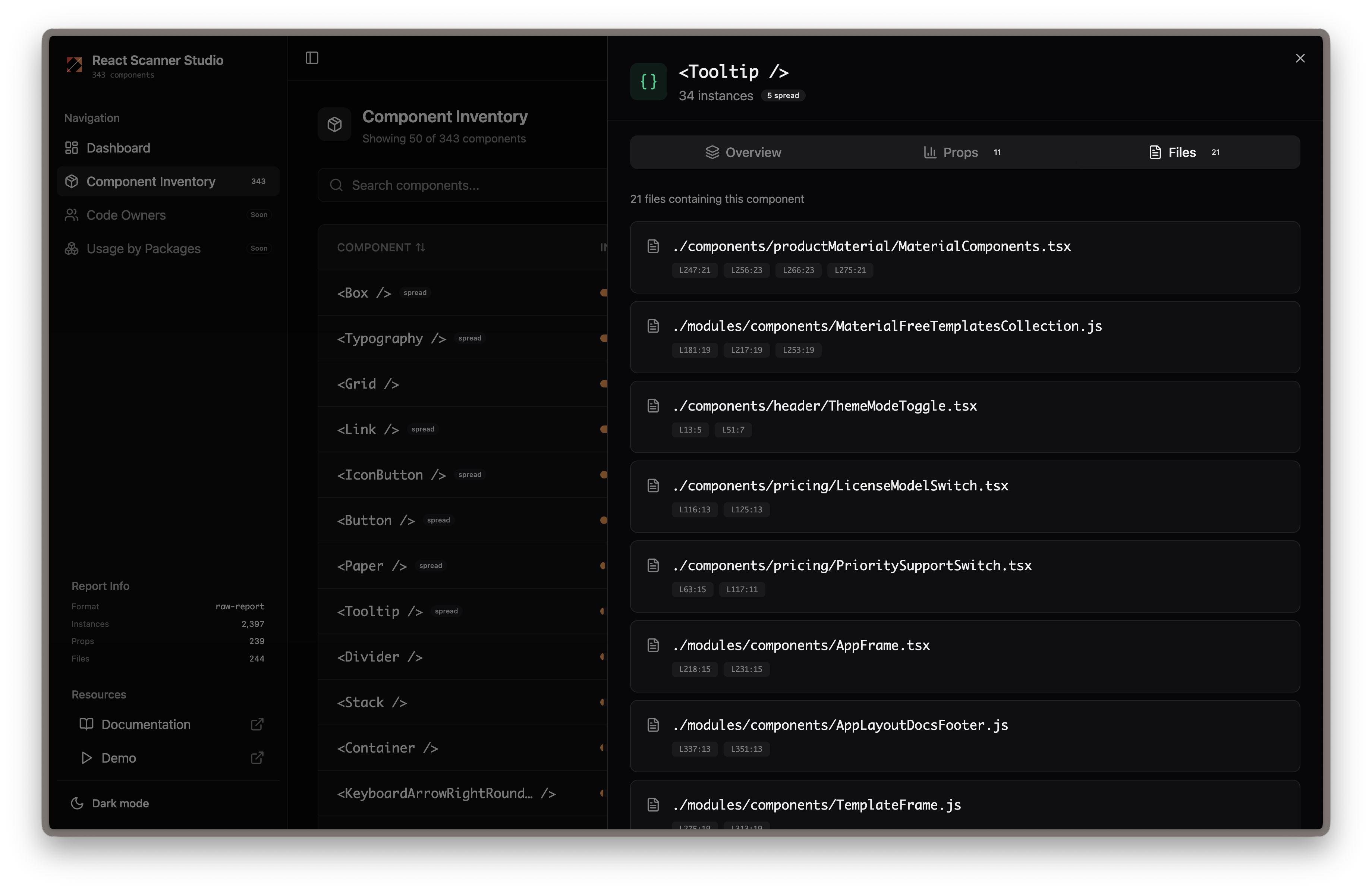 Component File Location Dark