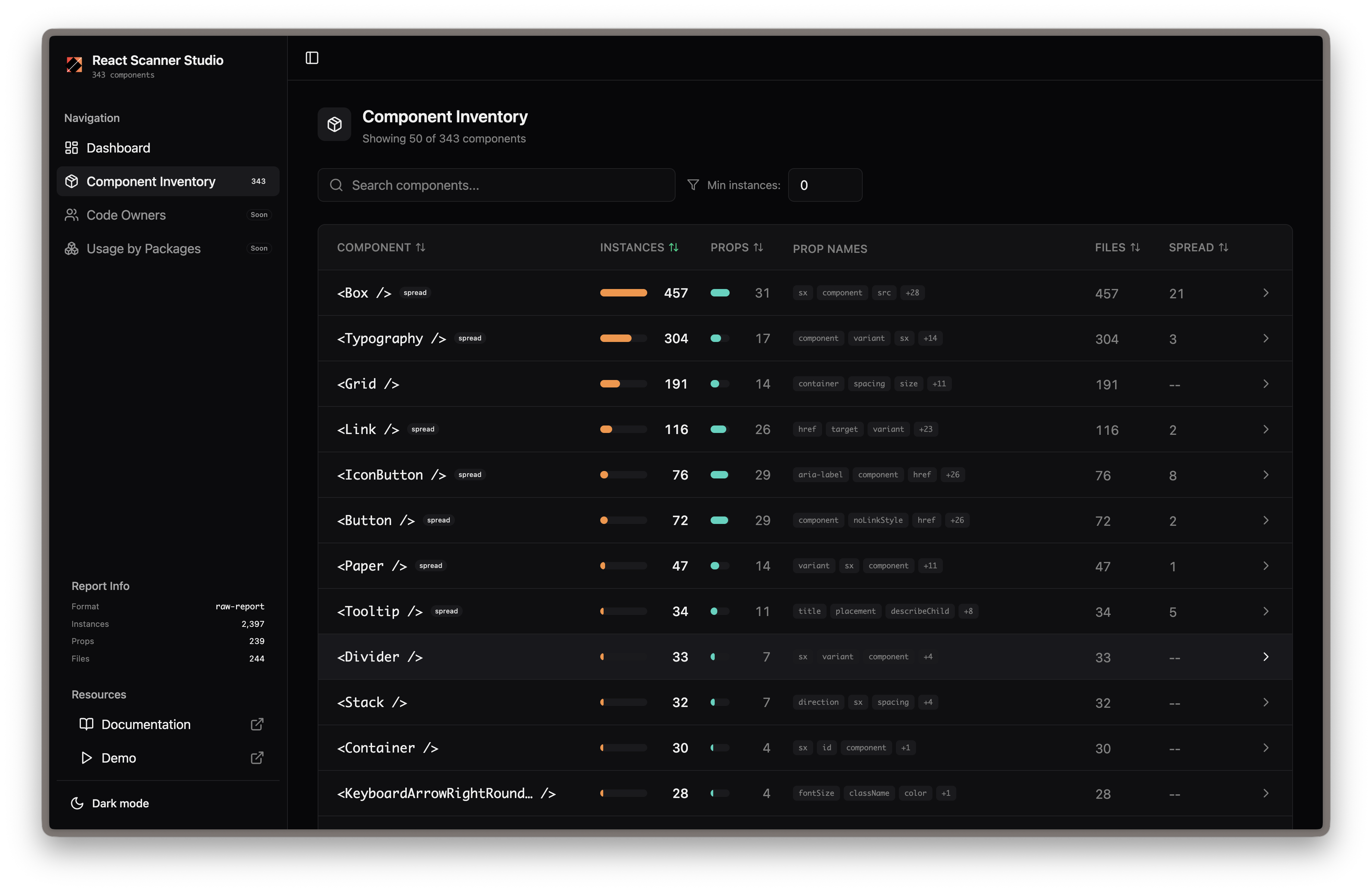 Component Inventory Dark